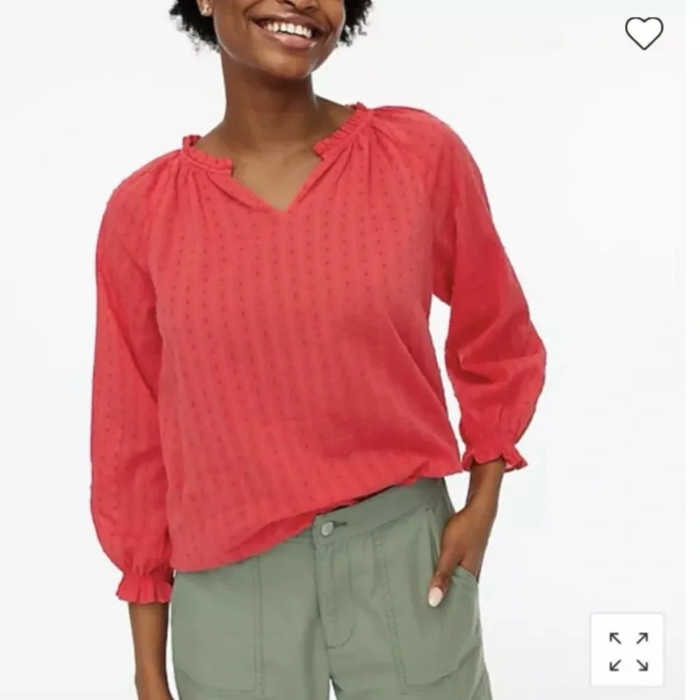 J. Crew Novelty Artist Top in Lightweight 100% Cotton, Geranium Red, Size XS